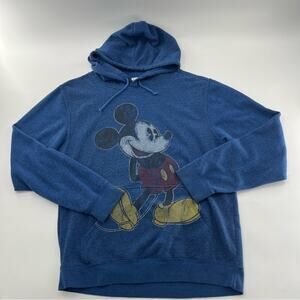 Vintage Disney Parks Mickey Mouse Hoodie Blue Men’s Pullover Sweatshirt